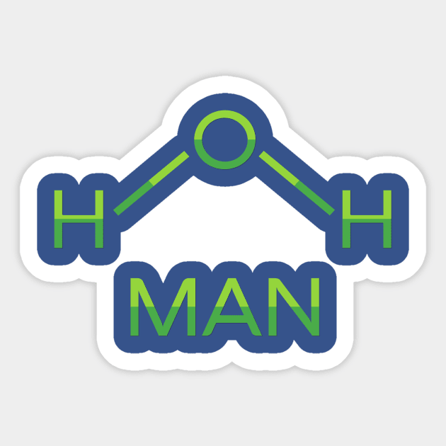 H2O Man Aqua Man Water Man Science Geek Sticker by Popculture Tee Collection